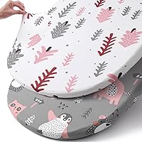 Vista 46 de BROLEX - Juego de sábanas elásticas ajustables para moisés, paquete de 2 sábanas para moisés/colchón, unisex, para niños y niñas, ultra suave, búho