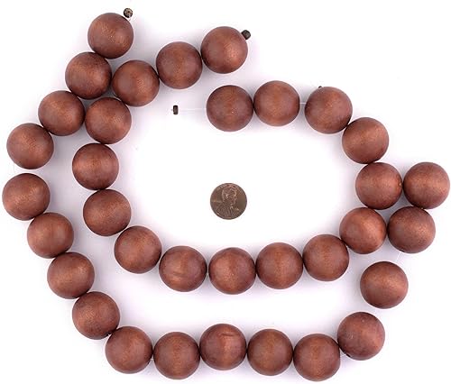 Miniatura 2 de The Bead Chest Cuentas de madera natural de 0.945 in en marrón claro para hacer joyas, cuentas espaciadoras de madera sueltas redondas I