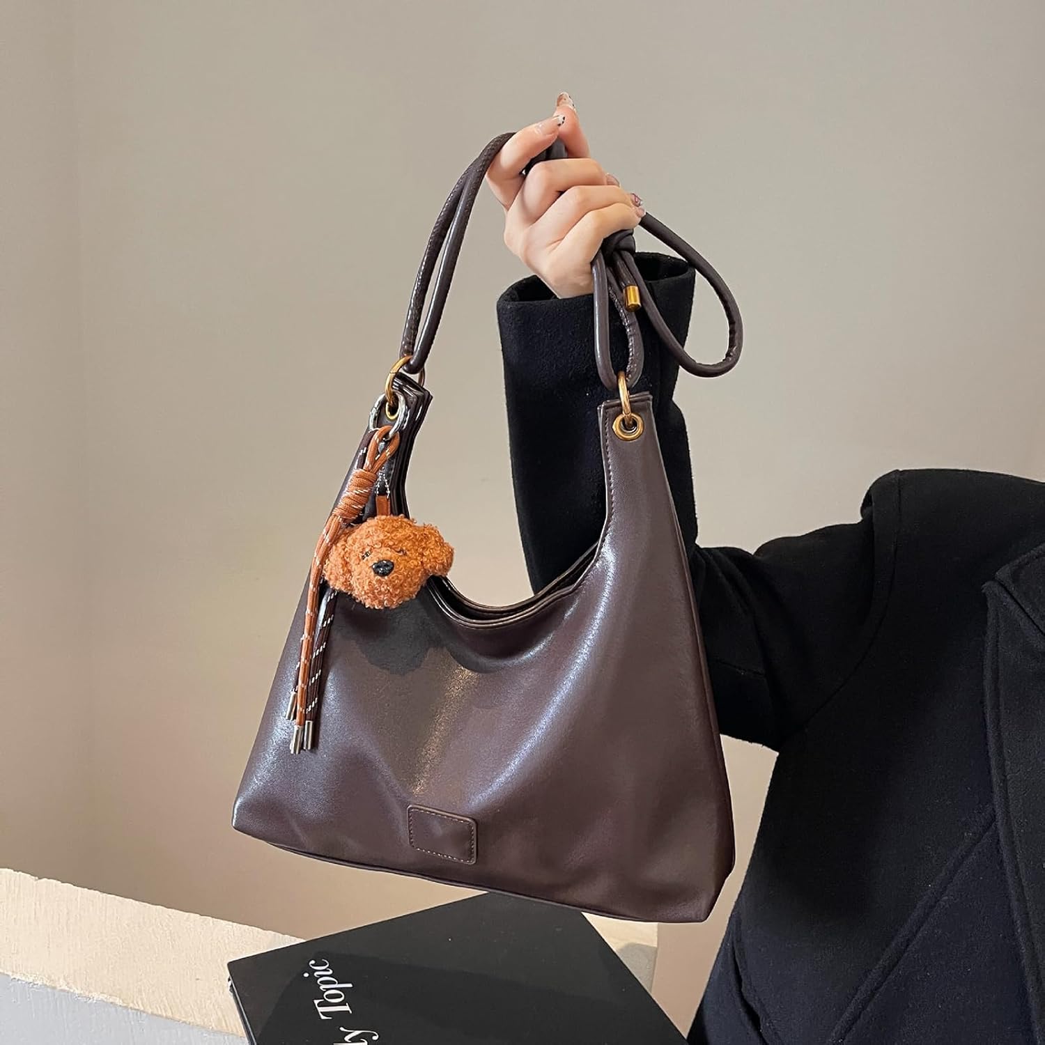 Cute Bag Charms for Women Girls Stylish Nylon Rope Charms for Handbag Backpack Brown Plush Dog Keychain Aesthetic Lovely Purse Charm Car Accessories Hanging Ornament Birthday Christmas Gift - Image 3