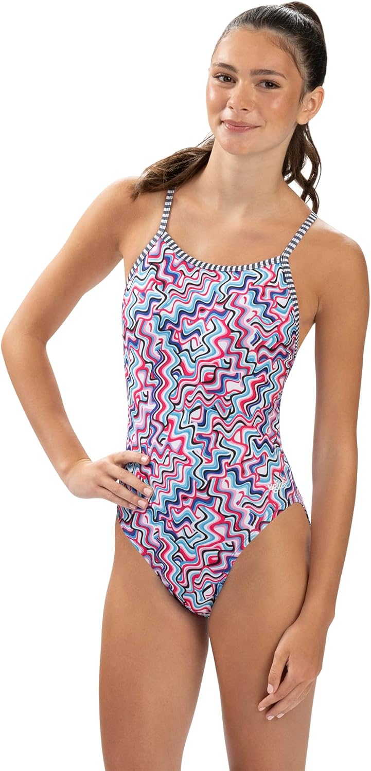 Dolfin Uglies Womens Print One Piece Swimsuit - Athletic Diver Back Practice Suit for Training Sports and Fitness