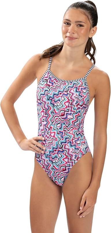 Dolfin Uglies Womens Print One Piece Swimsuit - Athletic Diver Back Practice Suit for Training Sports and Fitness