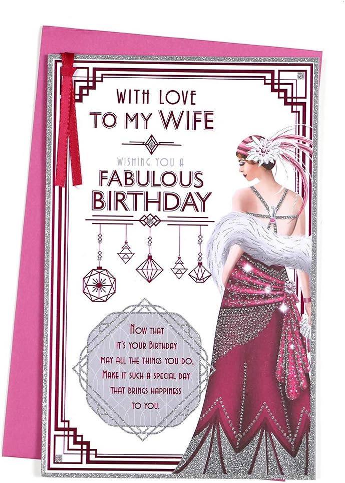 Art Deco Love To My Wife 8 Page Extra Large Birthday Card Amazon Co Uk Stationery Office Supplies