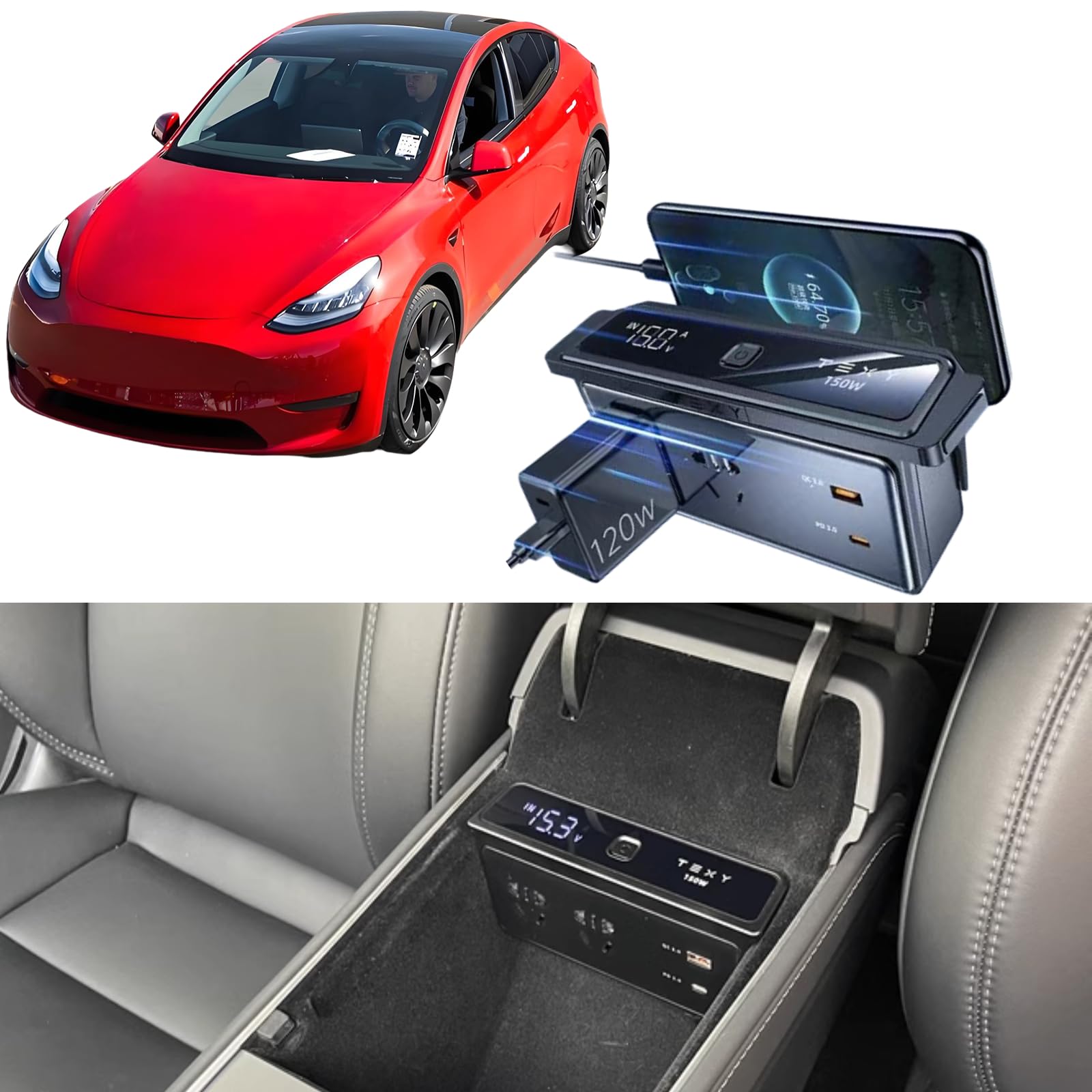 Amazon.com: Car Inverter Accessory for Tesla Model Y/3, Center Console Power  Converter with 220V Outlet Expansion (Inverter) : Automotive