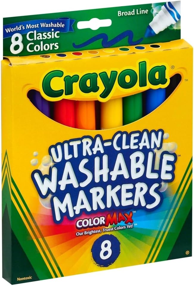 Crayola Washable Markers, Broad Point, Classic Colors, 8/Pack (58-7808) (Pack of 3), Multi