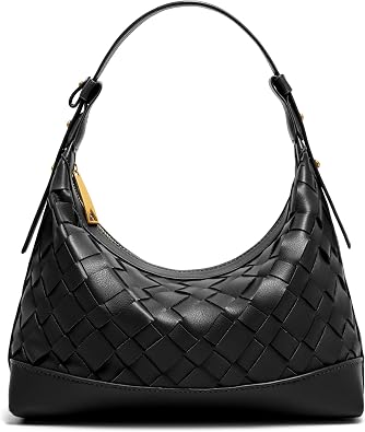 Joryin Woven Shoulder Bag for Women, Woven Purse Crossbody Bag Braided Handbag Top-Handle Vegan Leather Under Arm Bag