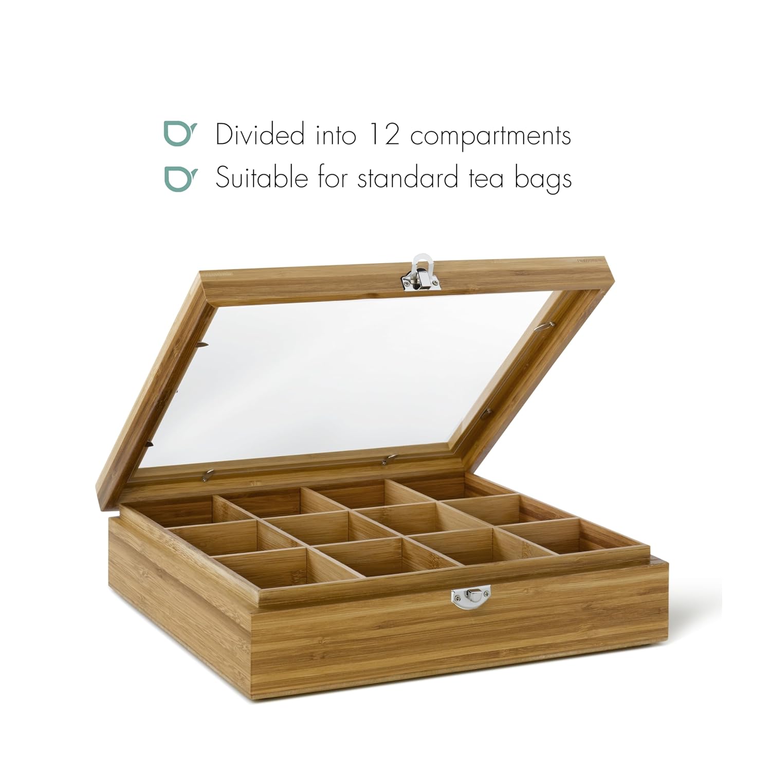 Bredemeijer 12 Compartment Tea Box Made of Bamboo with Windows