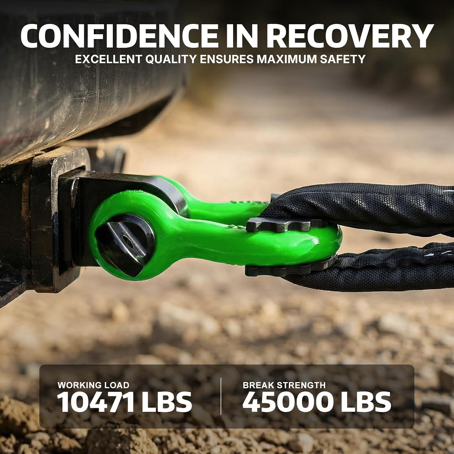 AUTOBOTS D Ring Shackles 3/4" Heavy Duty Green | 45,000lb Break Strength, Clevis Shackle with 7/8 Pin and Isolator Washers, for Tow Strap Jeep Vehicle Off Road Recovery