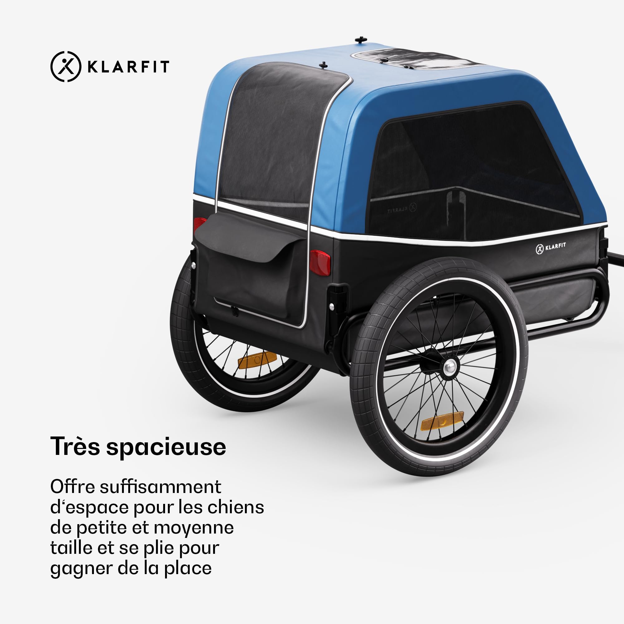 Klarfit remorque de vélo Hybride Maison/Cargo très spacieuse 334 L, Construction Solide en Acier avec réflecteurs intégrés - idéale pour Transporter Votre Chien à vélo