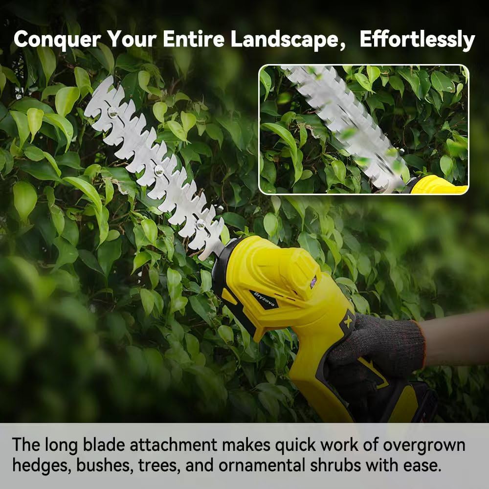 Bryzova trimmer with long blade trimming a hedge
