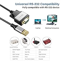 Vista 7 de Adaptador USB 2.0 a serie (chipset FTDI), 15 pies USB A a RS232 macho DB9 convertidor de pines cable serie con bridas para Windows 11, 10, 8.1, 8