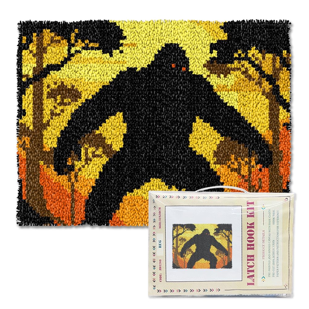 ORIGACH Jungle Forest Giant Silhouette Latch Hook Rug Kit, 20.5x15inch