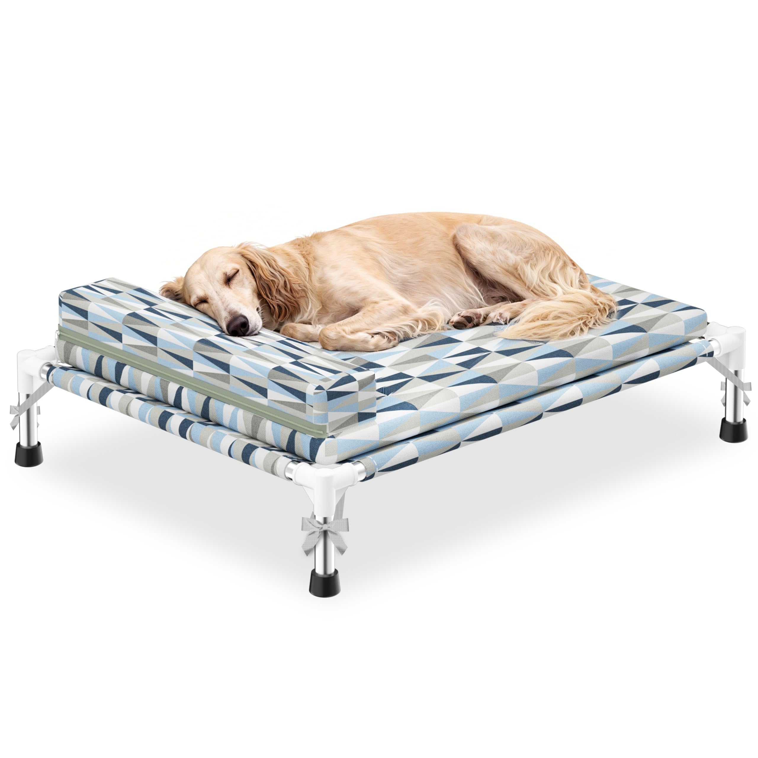 Orthopedic Dog Bed for Medium Dogs - Elevated Dog Couch with Bolster and Cushion, Raised Pet Couch Bed with Removable Washable Cover