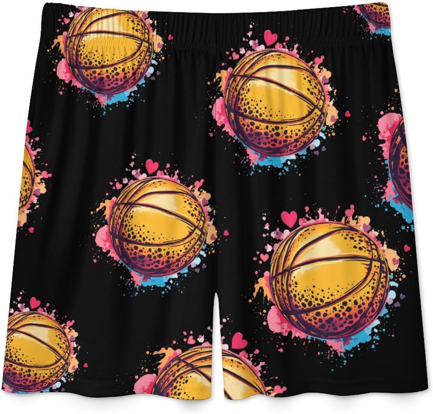 Cute Basketball Leopard Print Mens Pajama Shorts Sleep Lounge Shorts Pj Bottoms with Pockets
