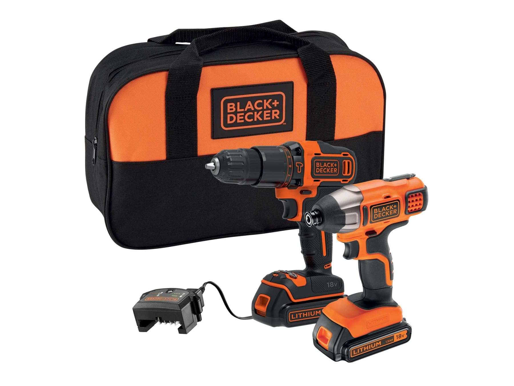 Black Decker18 V Cordless Combi Drill Power Tool With Impact