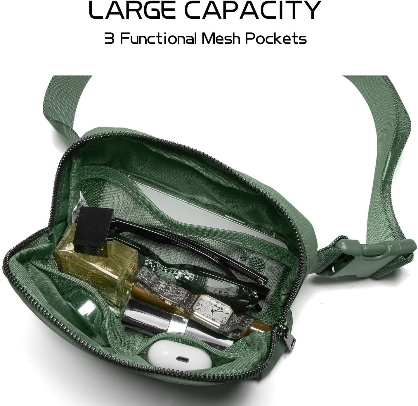 Belt Bag for Women Fanny Pack Crossbody Bags for Women Fashion Waist Packs with Adjustable Strap Gifts for Teenage Girls Women Men (Green) image 5