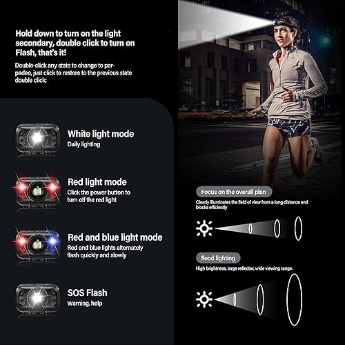 Miniatura 7 de PHILIPS SFL3183RH Linterna frontal LED recargable, luz de flash impermeable para exteriores, accesorios de campamento, 6 modos para senderismo,