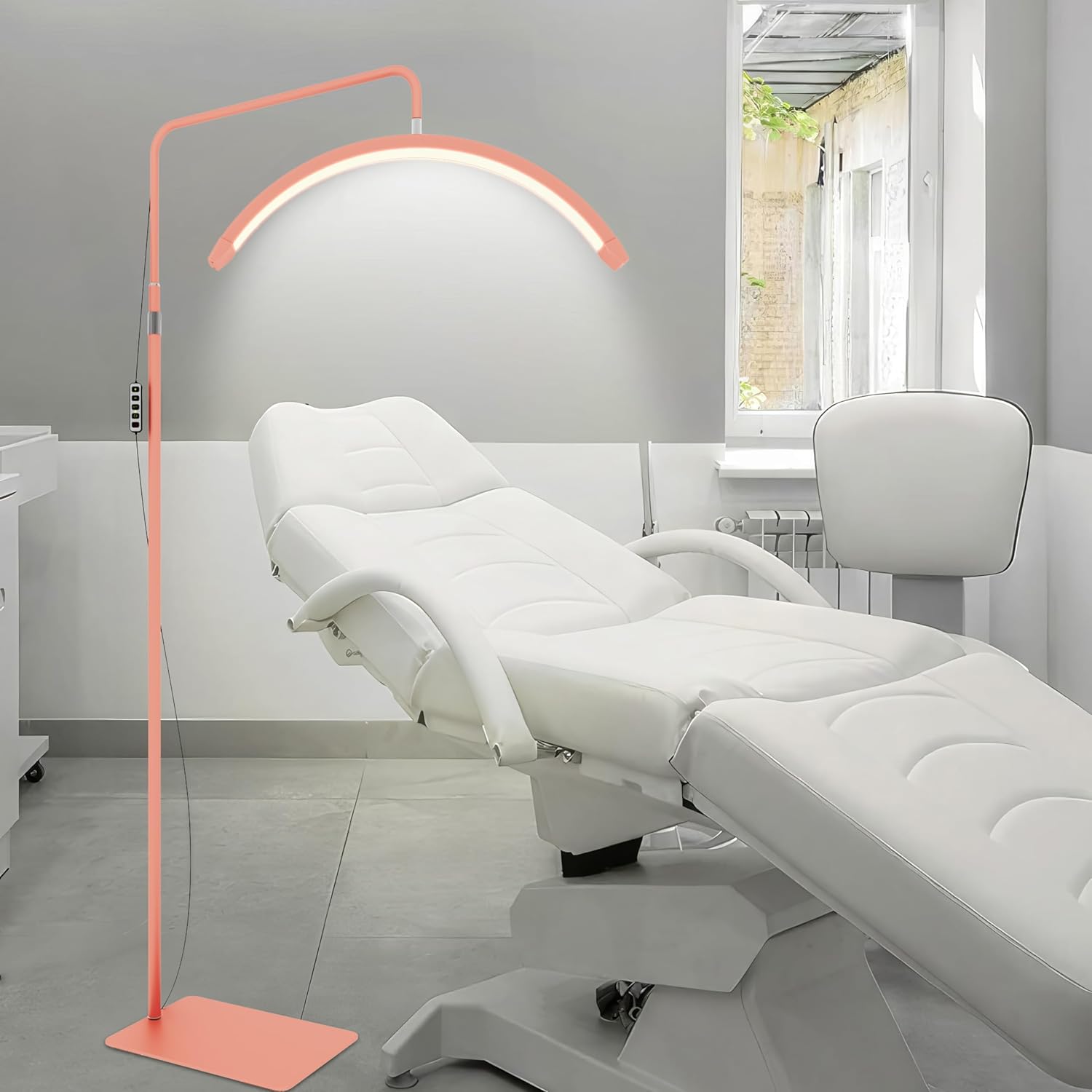 23 inch Half Moon Lamp, Portable Esthetician Lash Light for Lash Tech, Bright Eyelash Extension Arched LED Floor Light, Lashing Lamp for Beauty, Skincare, Lashes Pink