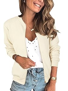 ECOWISH Women's Casual Floral Zip Up Bomber Jacket Coat Lightweight Short Camo No Lining Outwear Tops Windbreaker with Pocket