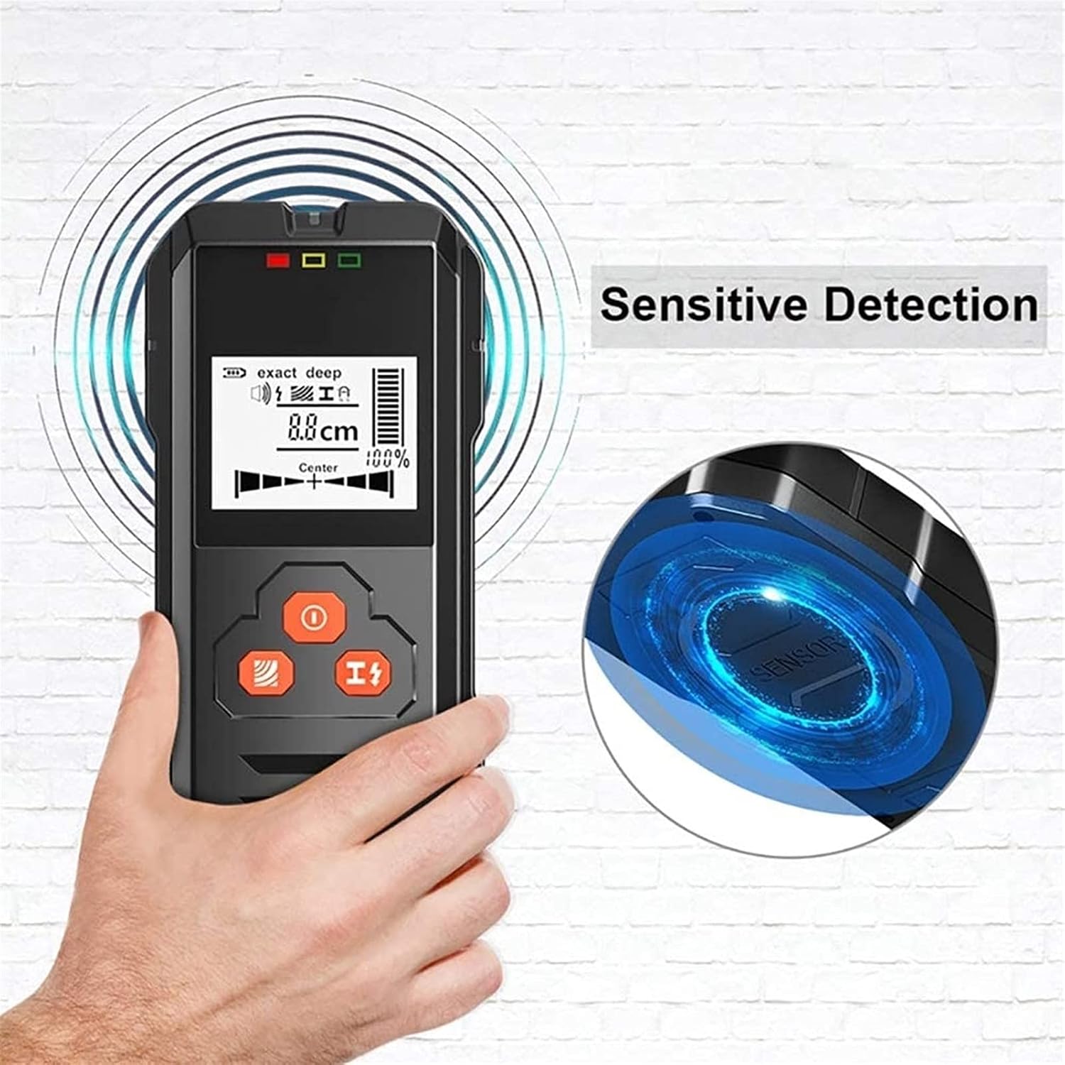 Stud Finder - 3 in 1 Electronic Wooden Metal Stud Sensor Locator Wall Scanner Detector Wood Beam Finders Center with Battery and LCD Display for Wood AC Wire Metal Studs Detection LCD Display