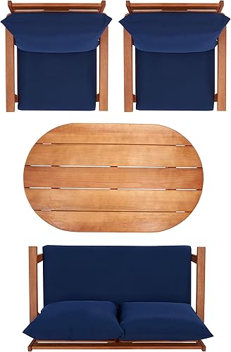 Miniatura 5 de SAFAVIEH PAT7050A Collection Deacon - Juego de 4 piezas para patio al aire libre natural y beige