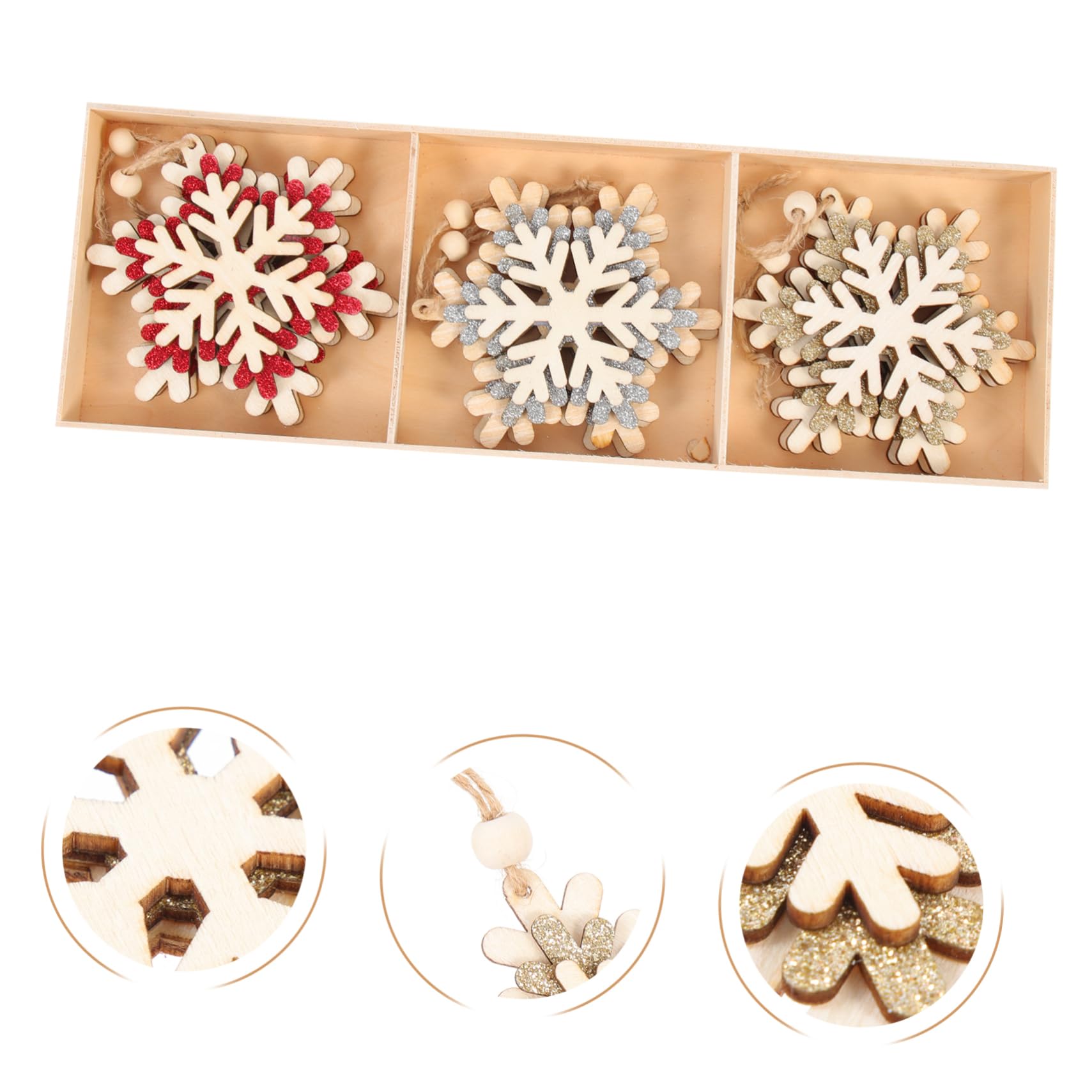 5 Sätze Hölzerner Weihnachtsbaum Schnee Dekorationen Girlande Zwerge Schneeflocken Ornamente Weihnachtsdeko Hängende Dekoration Für Weihnachten Weihnachtsbaumschmuck 6 Stück * 5 MAGICLULU