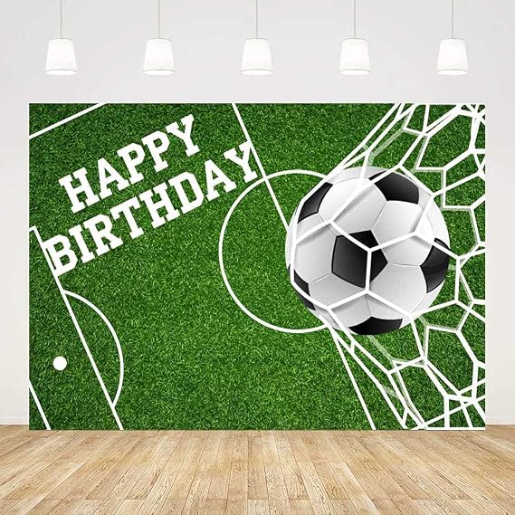 7x5ft Soccer Theme Happy Birthday Backdrop Boy Party Decorations Green Grass Lawn Football Field Score Goal Photography Background Banner Cake Table Decor Props Supplies