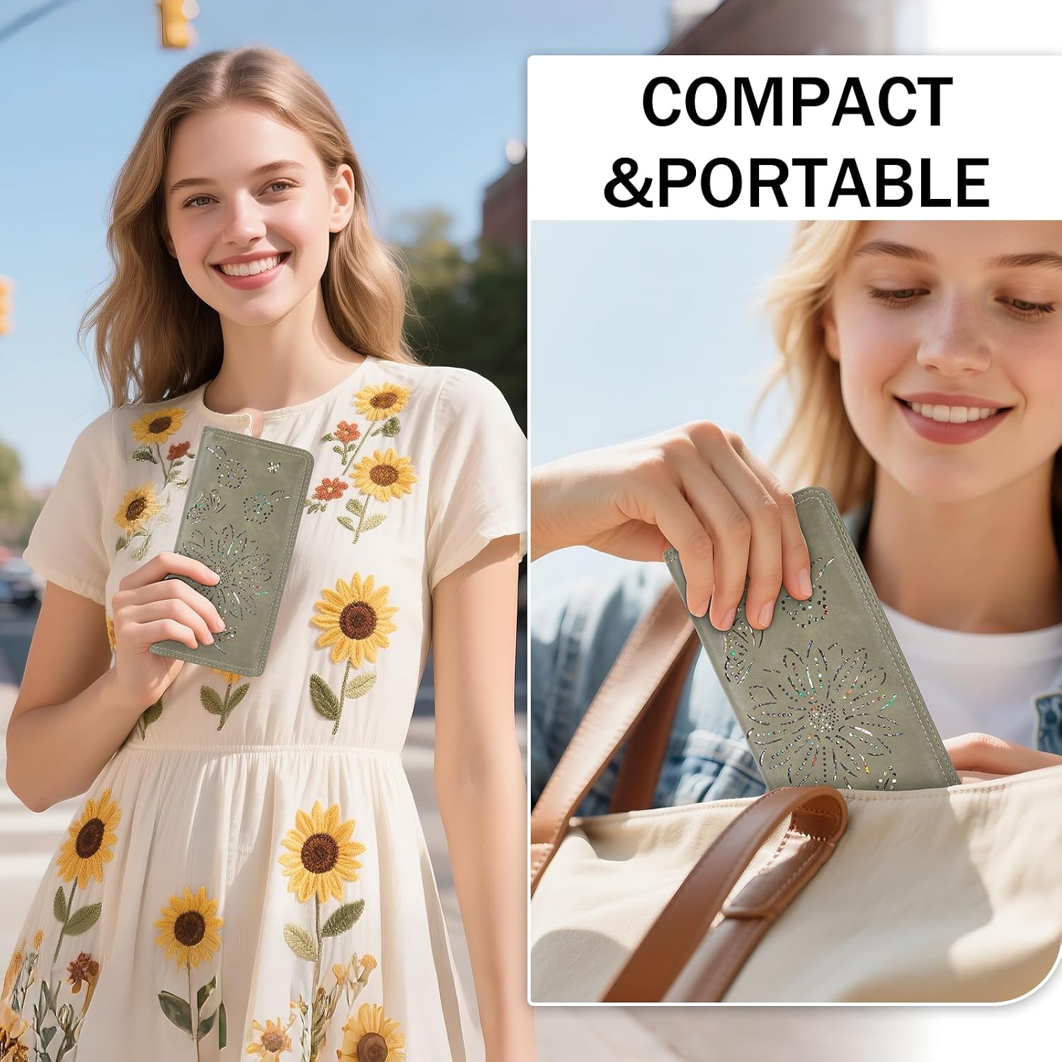 Ultra Thin Wallet Women RFID Blocking Bifold Slim Wallets for Women Ladies Travel Purse Green