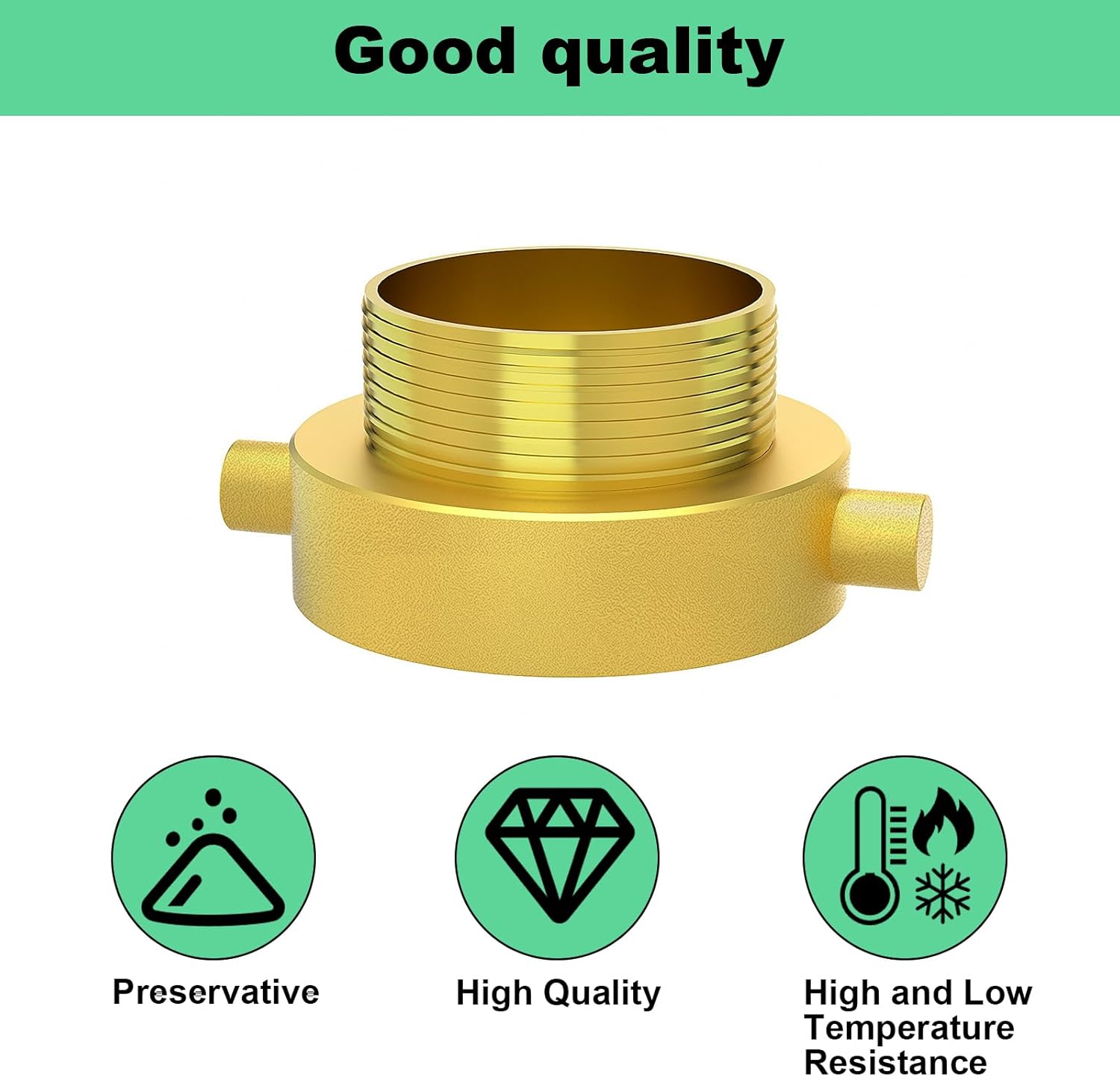 Fire Hydrant Hose Adapter 2-1/2" NST/NH Female x 2" NPT Male, Brass Fire Hydrant Adapter to Garden Hose