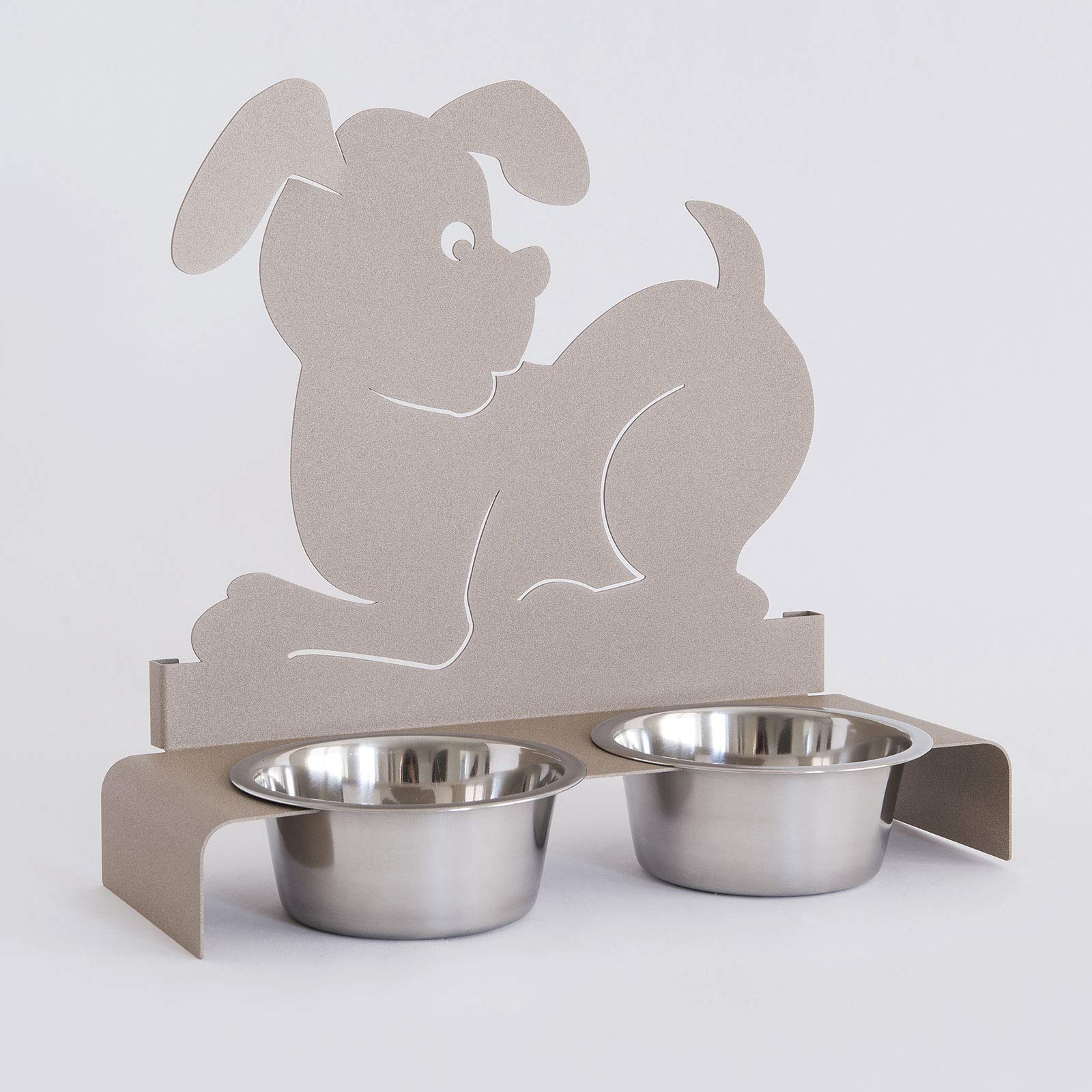 Arts & Mestieri bol double chien beige support gamelle design double écuelle métal