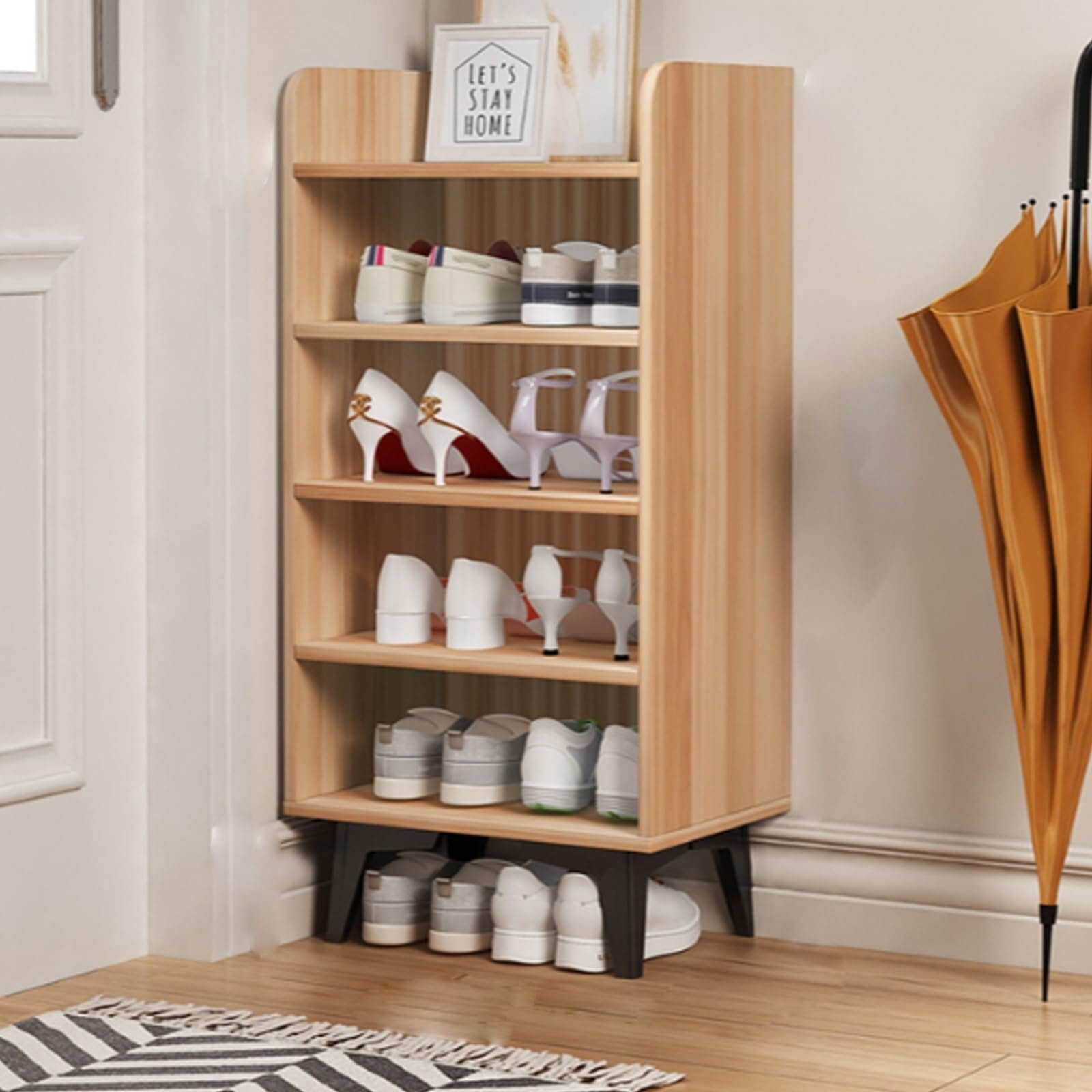 IvyLoutish Narrow Shoe Storage Cabinet Timeless Entryway Organizer for Foyer Corridor Durable Wooden Shoe Rack with Compact Design,Ideal for Home