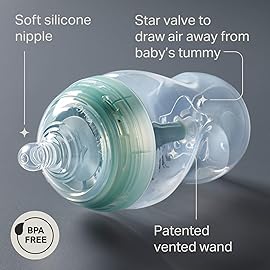 Tommee Tippee Advanced Anti-Colic 12 Piece Set, 5 oz and 9 oz BPA Free Bottles, Newborn 0+ Months, Includes Slow & Medium-Flow Breast-Like Nipples and Bottle Handles and Cleaning Brush