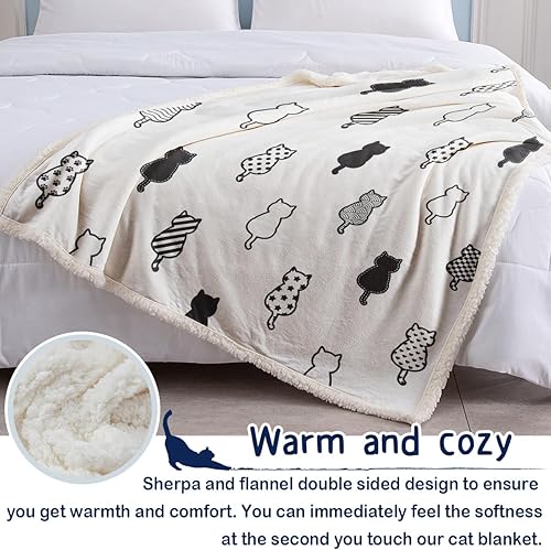 Miniatura 4 de SOULZZZ Manta mullida de gato para mujer, de forro polar, acogedora, sherpa y gatos, lindas mantas suaves para gatos, para personas amantes de los