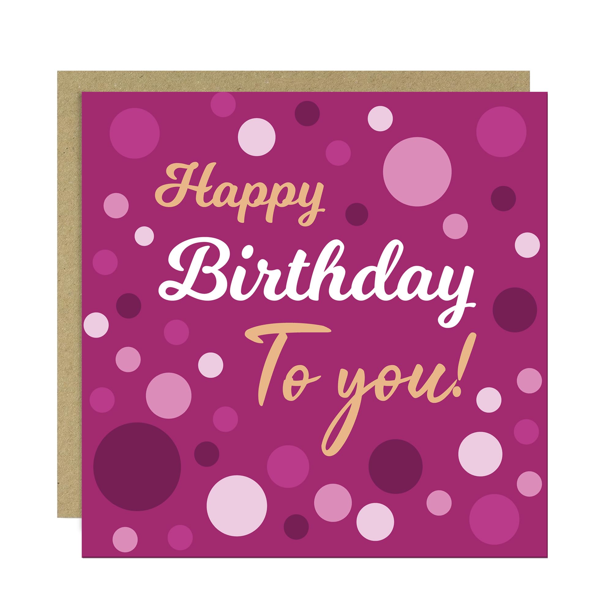 RED OCEAN Happy Birthday Card Female, Pink Spots Card With Kraft Envelope, Female Birthday Card, Happy Birthday To You Card For Mum Nan Colleague Friend Sister, Card For Women