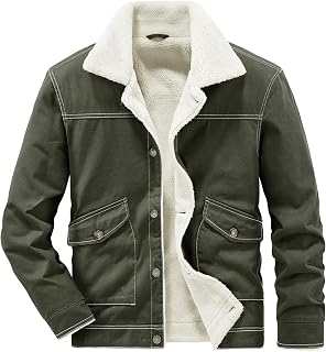 Men's Winter Jackets Fleece Winter Coat Long Lined Softshell Jacket Vintage Waterproof Men's Leisure Functional Jacket for Cycling Hiking Camping