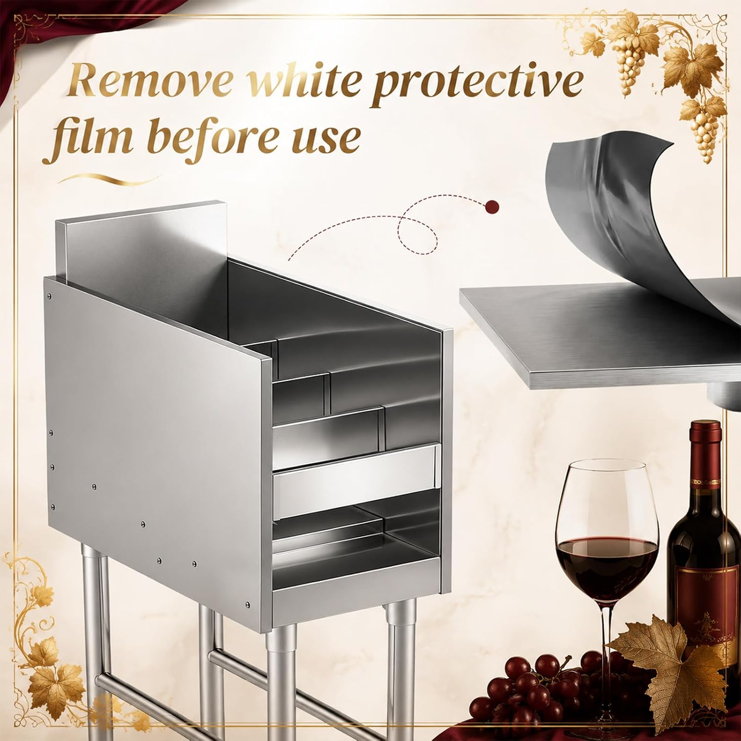 Zonon 4-Tier Stainless Steel Liquor Rack, Commercial Bar Display Shelf