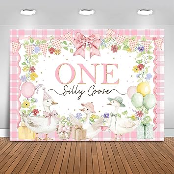 One Silly Goose Backdrop 7x5ft Goose 1st Birthday Photography Background Party Decorations Farm Barnyard First Birthday Banner Photo Booth Props