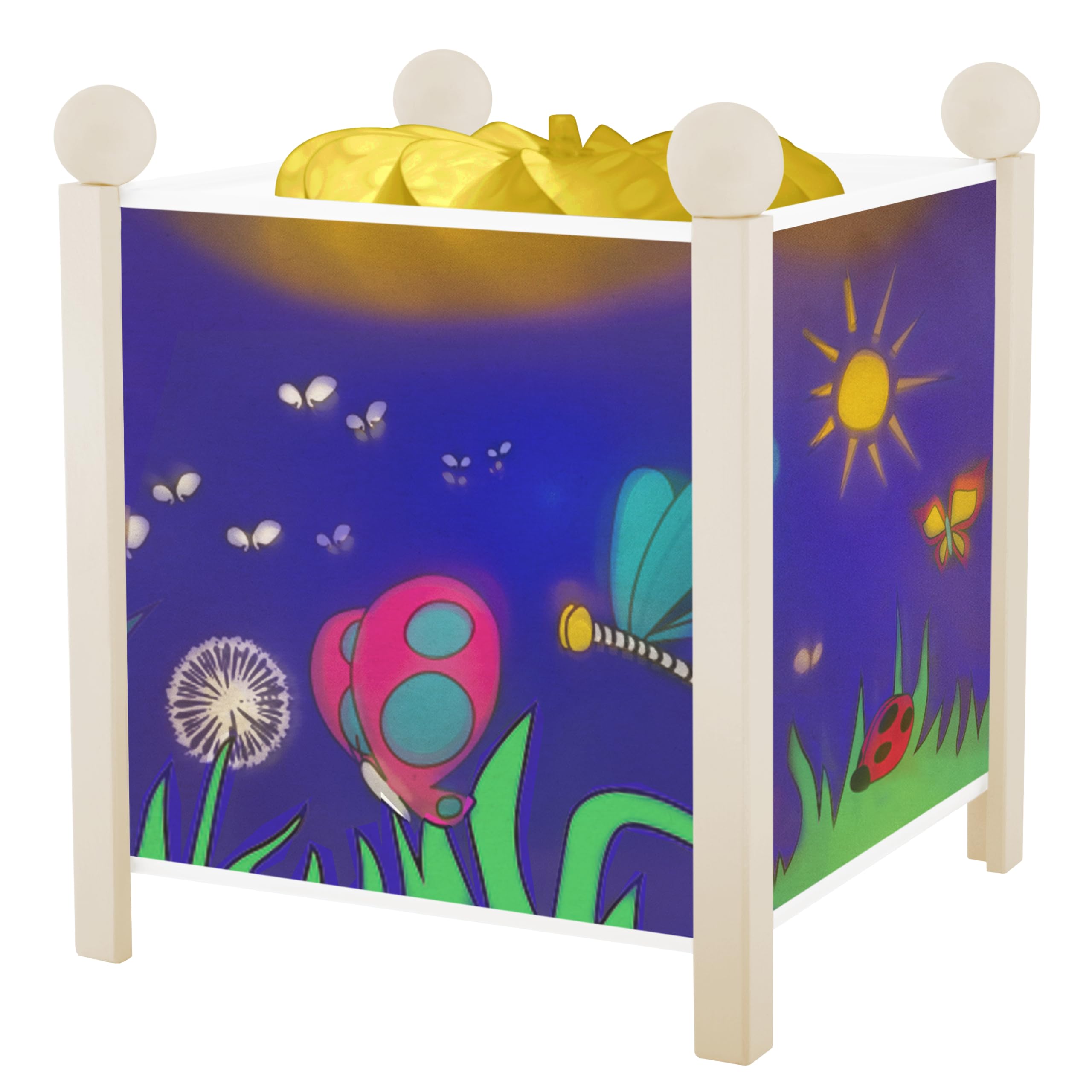 Trousselier - Schmetterling - Nachtlicht - Magische Laterne - Ideales Geburtsgeschenk - Farbe Holz weiß - animierte Bilder - beruhigendes Licht - 12V 10W Glühbirne inklusive - EU Stecker