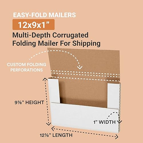 Miniatura 2 de AVIDITI Cajas de envío planas, 12.125 pulgadas de largo x 9.125 pulgadas de ancho x 1 pulgada de alto, paquete de 50 unidades | Caja de cartón