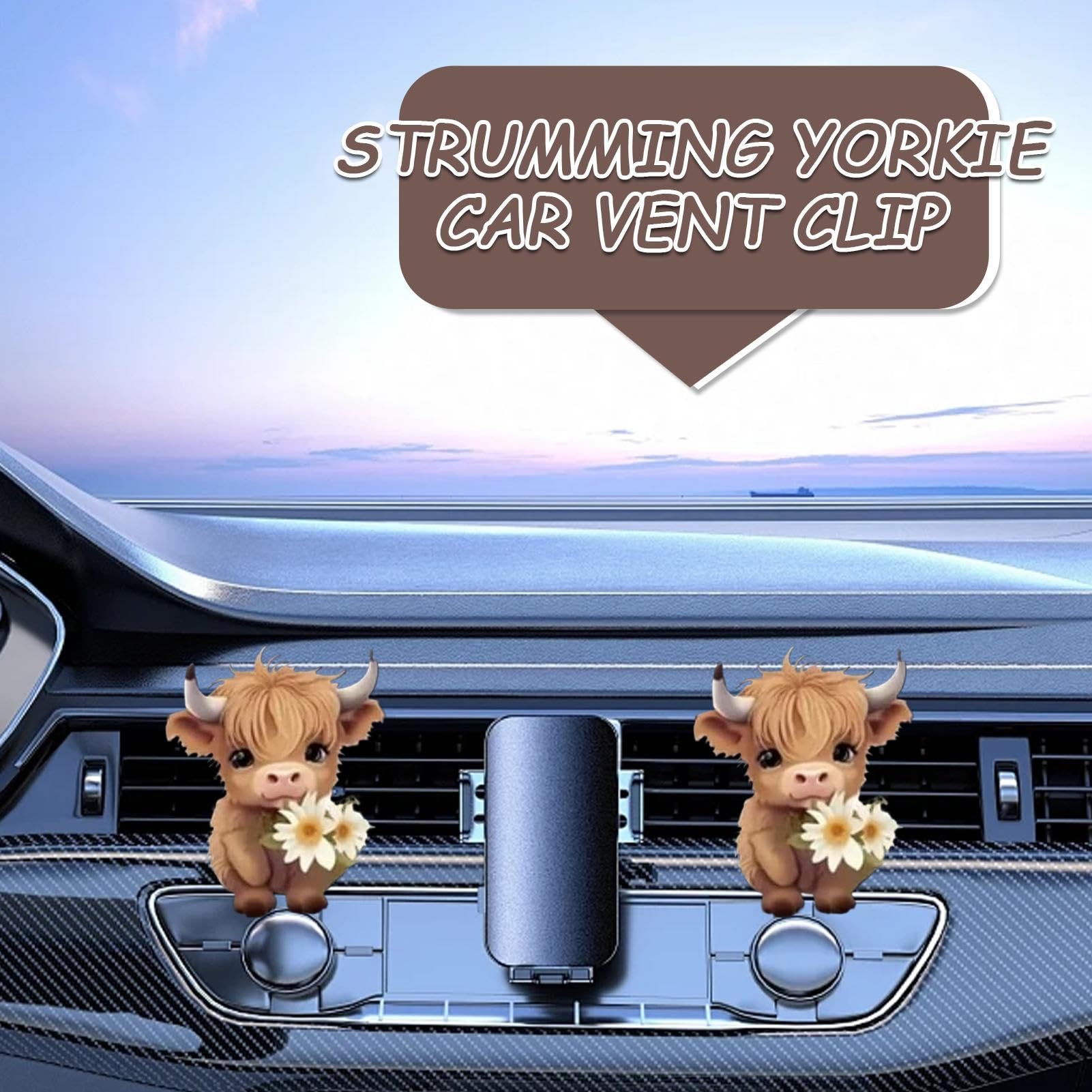 Clips De Ventilation Pour Désodorisant De Voiture – Diffuseur En Acrylique En Forme De Vache Des Highlands, Clip Décoratif Pour Parfum, Parfum De Véhicule Compact, Design Léger Monté Sur Grille D'aéra