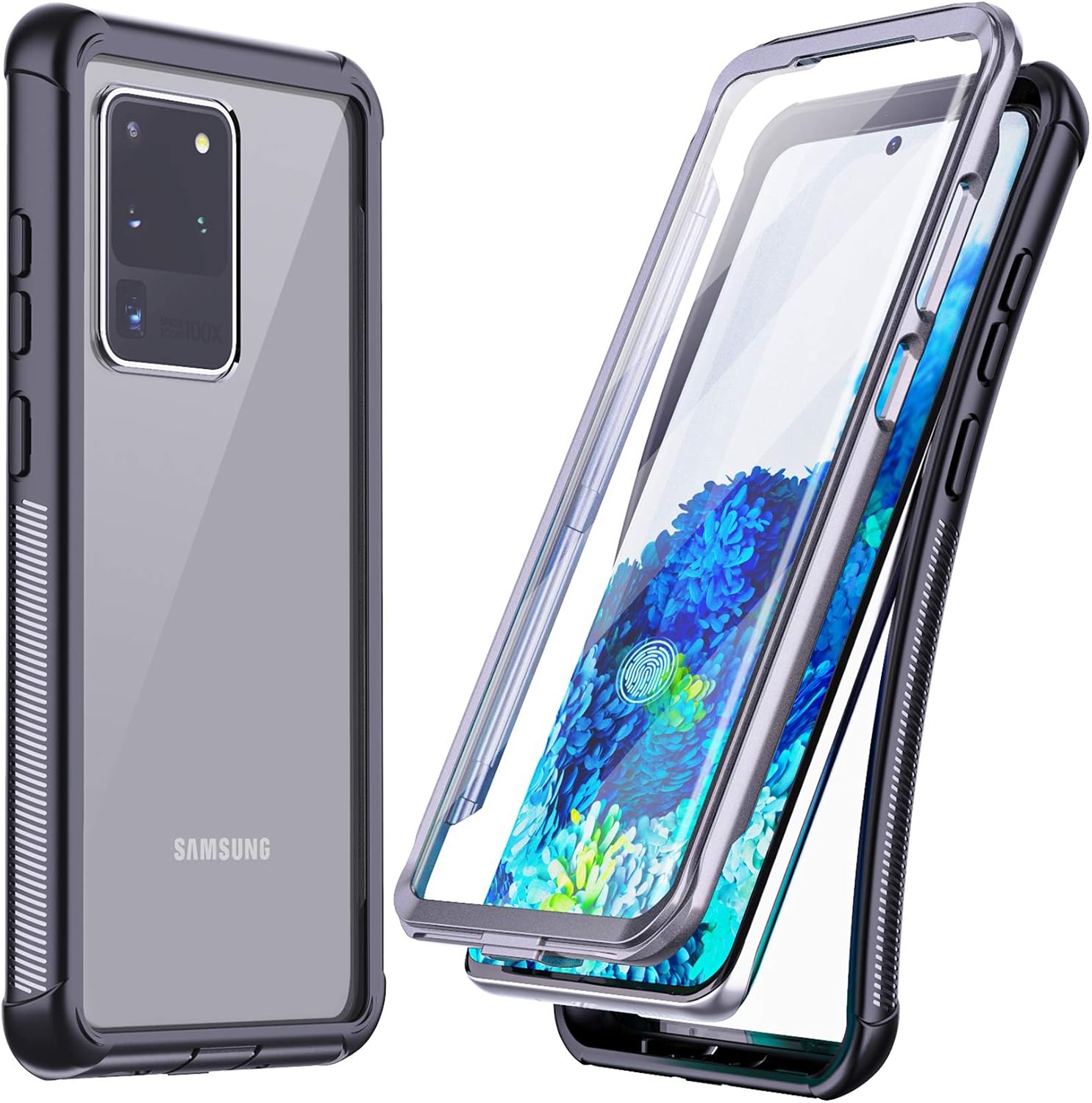 Temdan for Samsung Galaxy S20 Ultra Case, Built-in Screen Protector Full Body Heavy Duty Shockproof Case Support Wireless Charger for Samsung Galaxy S20 Ultra 5G 6.9 inch 2020 (Black)