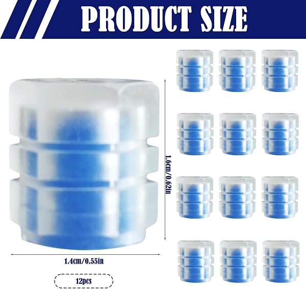 12 Bouchons De Valve de Pneu de Voiture Lumineux, Capuchons Fluorescents de Valve, Bouchon de Valve Lumineux, Bouchon Valve Lumineux, Accessoire Universel pour Voiture Vélo Motos (Bleu) - 2