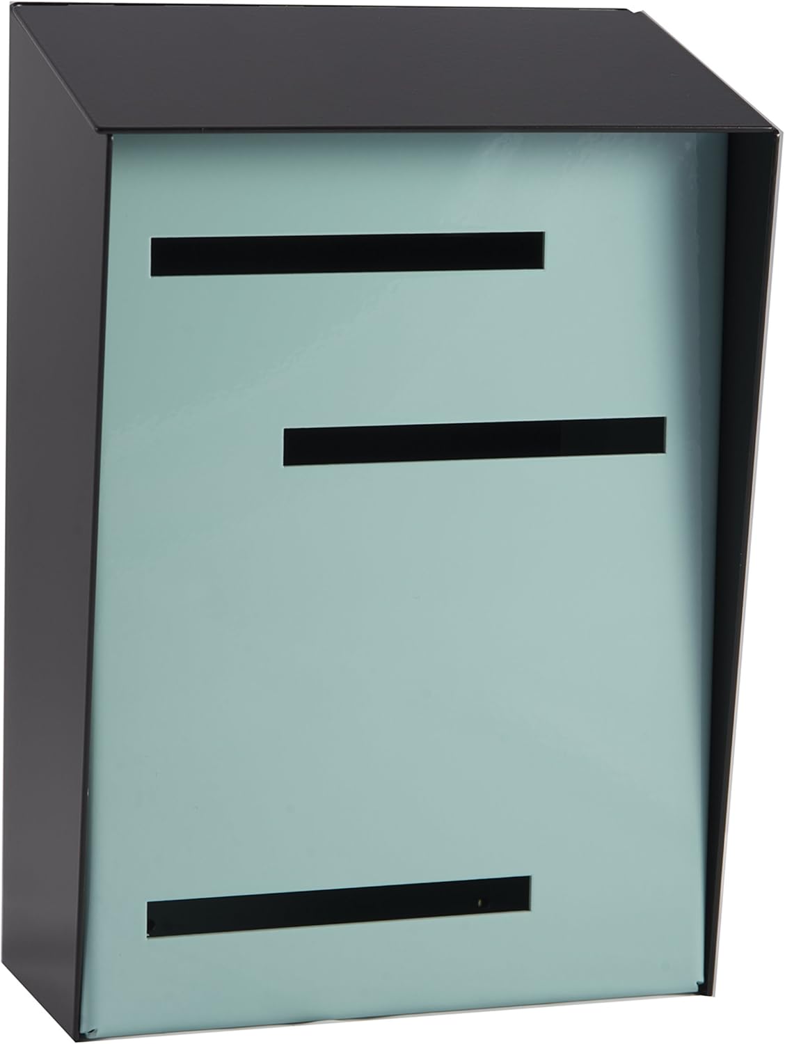 Modern Mailbox, Mid Century Mailbox, Wall Mounted Modern Mailbox, Vintage Mailbox, Retro Mailbox, Contemporary Mailbox, Midcentury Mailbox, Large Modern Mailbox (Black/Robin Egg)