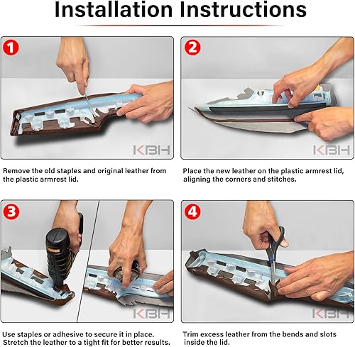 Miniatura 7 de KBH Reemplazo de la cubierta del reposabrazos del panel de la puerta delantera del automóvil para Toyota Avalon 2013-2018, borde de cuero de vinilo,