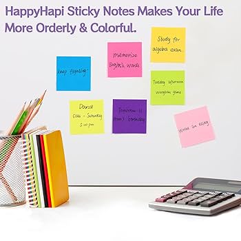 Amazon.com : HappyHapi 36-Pads Sticky Notes 3X3 in, 80