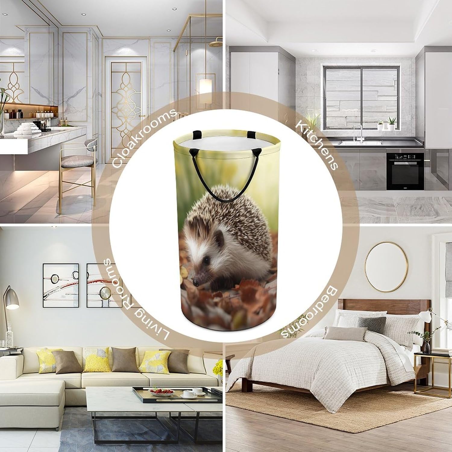 Hedgehog Laundry Basket Freestanding Laundry Hamper with Handles Waterproof Dirty Clothes Hamper Collapsible Washing Bin Aesthetic Clothes Basket for Bathroom Bedroom Dorm