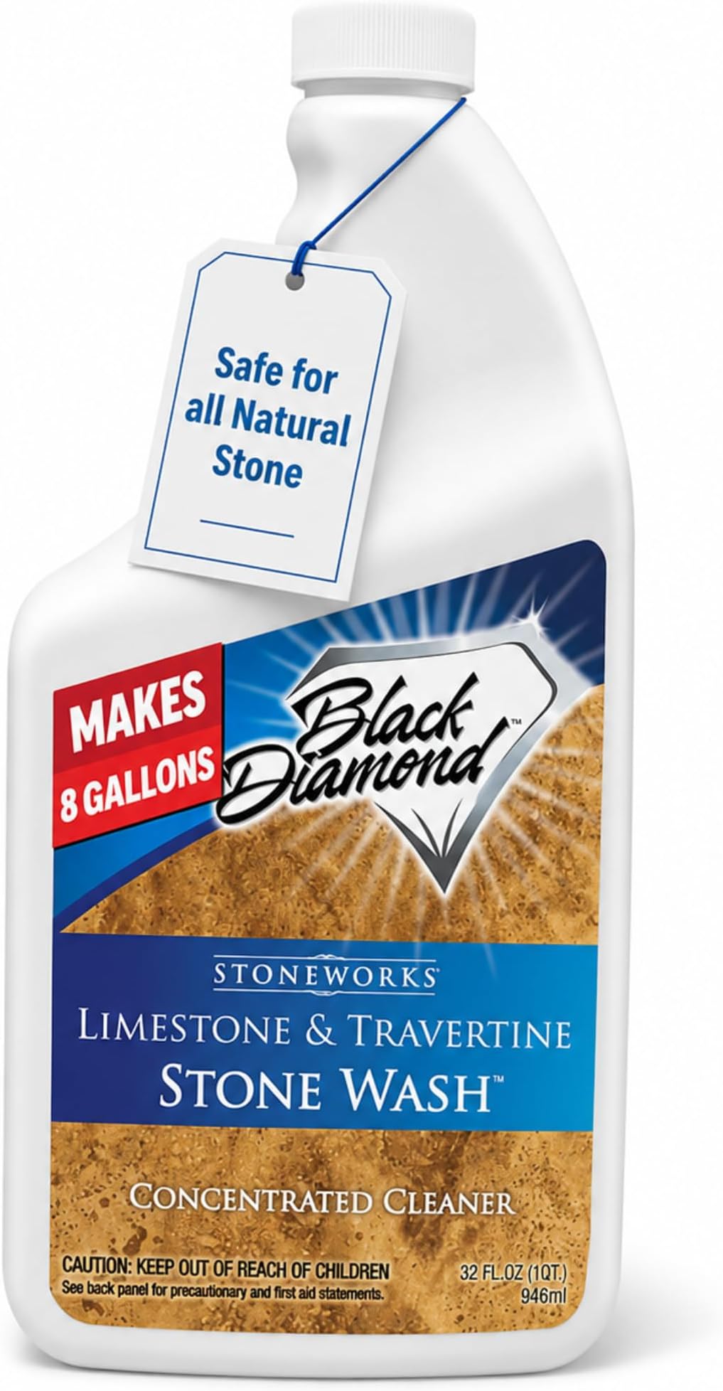 Black Diamond Stoneworks Limestone & Travertine Stone Wash Concentrate โ pH Neutral Cleaner for All Sealed & Unsealed Natural Stone Floors Including Marble, Slate, Granite & More. (1 Quart)