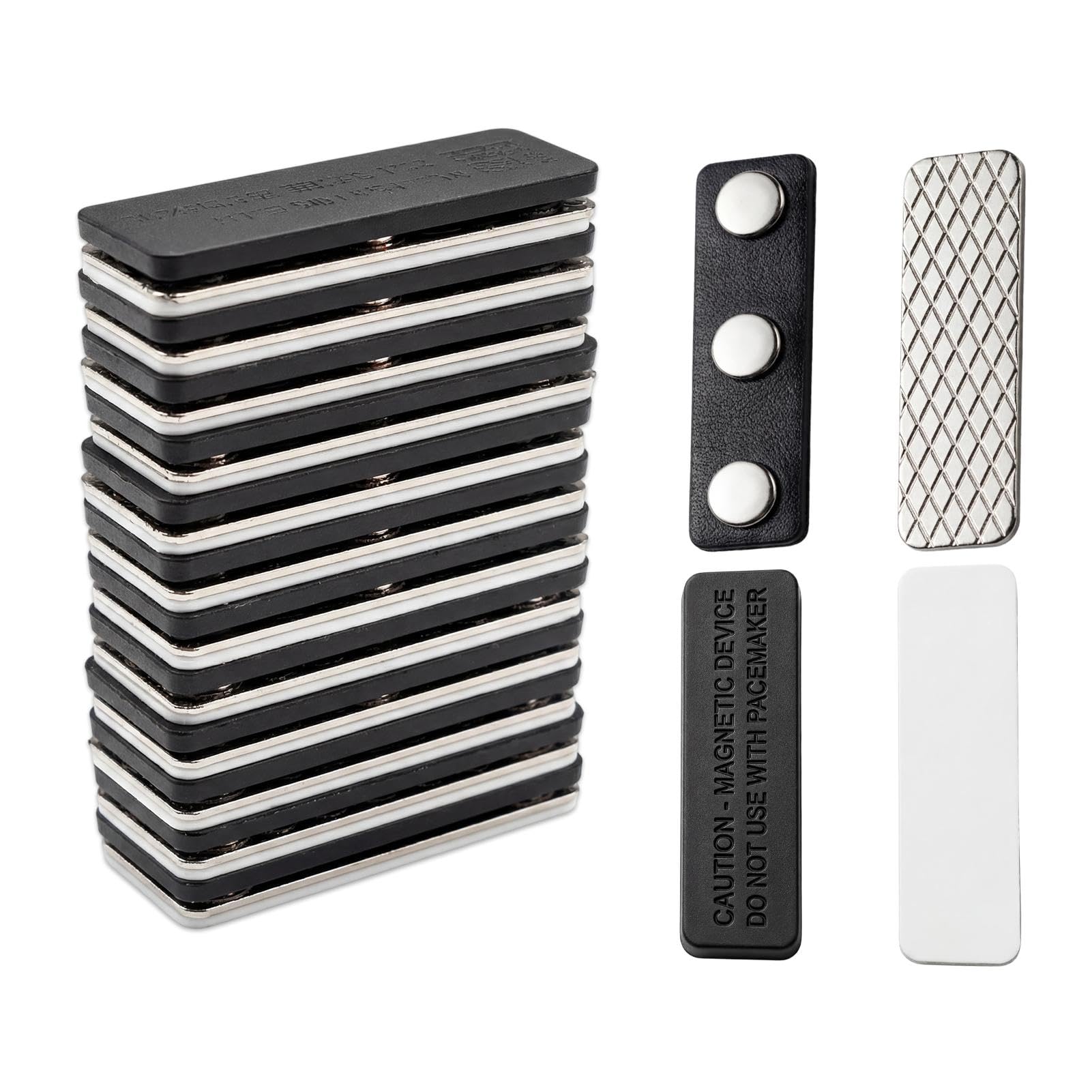 12PCS Magnetic Strips Self-Adhesive, Magnetic Name Badge Holders, Punch-Free Strong Magntic Strips Clip, for Door Curtains, Insect Net, Curtains, Jackets, Lapels, Shirts, 45 x 13mm