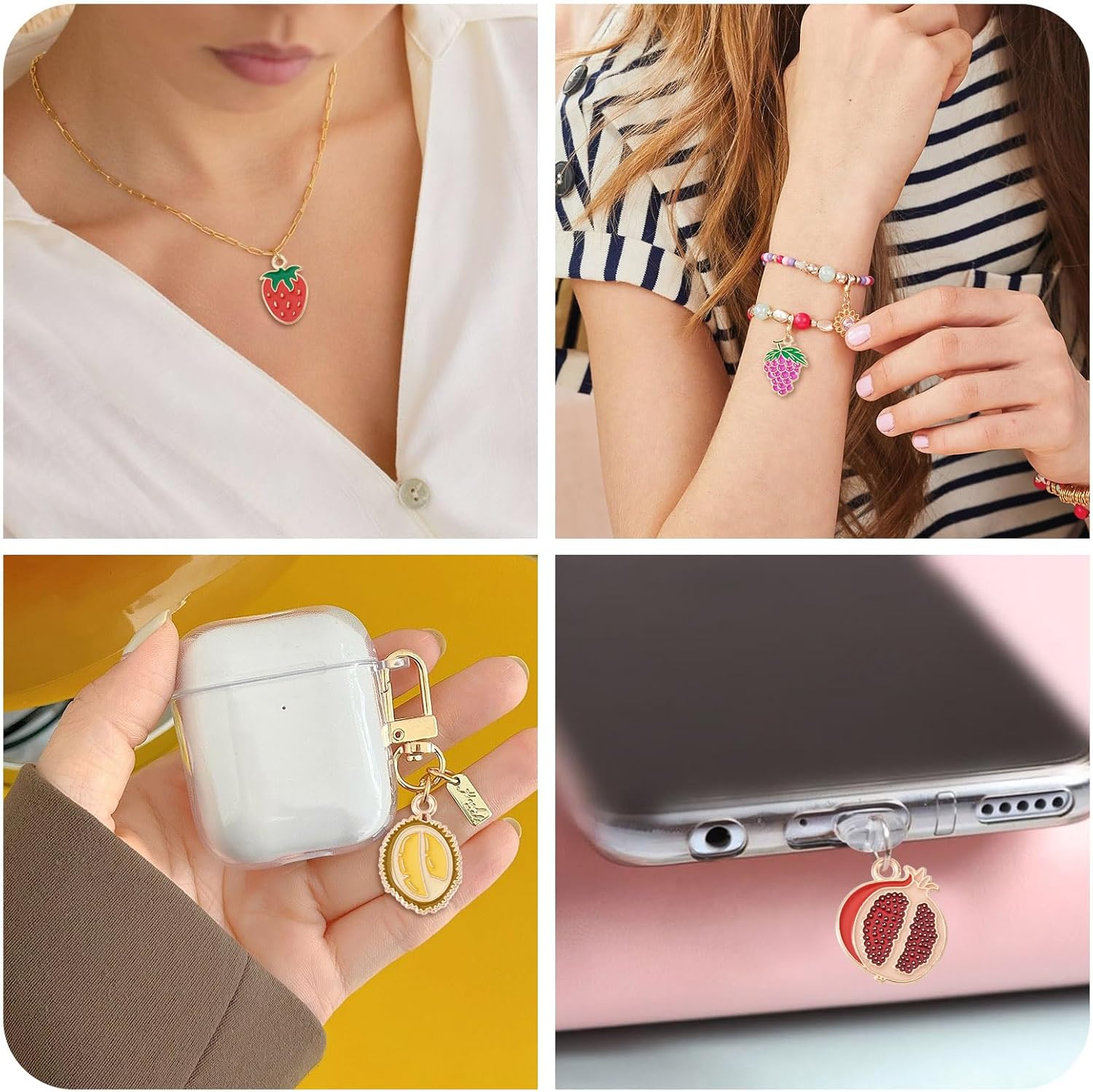 90Pcs Enamel Fruit Charms 16 Styles Alloy Pineapple Banana Strawberry Blueberry Durian Grape Guava Food Charms Summer Jewelry Pendants for DIY Bracelets Earrings Necklace Crafts Supplies - Image 5