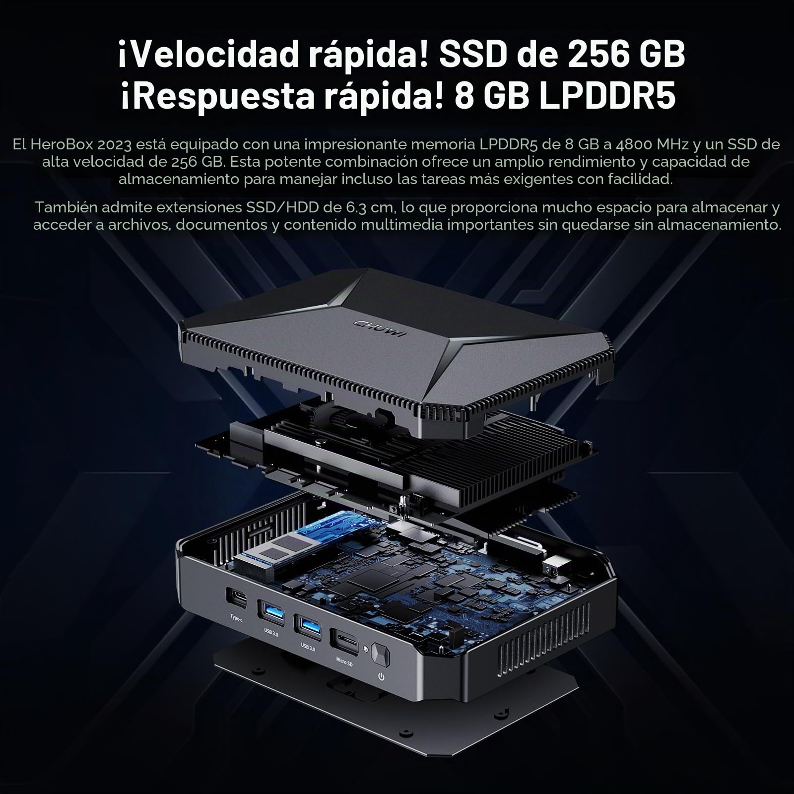 CHUWI Mini PC HeroBox Ordenador de sobremesa Windows 11 Intel N100