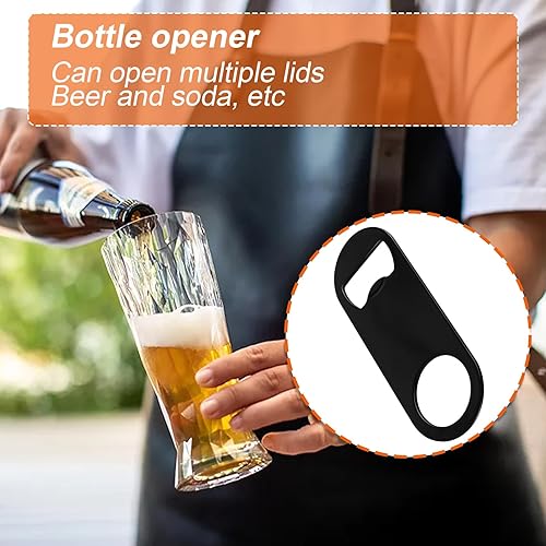 Miniatura 3 de 2 abrebotellas planos, abridor de botellas manual portátil, abridor de tapas de acero inoxidable para cocina, restaurante, bar, fiesta, color negro